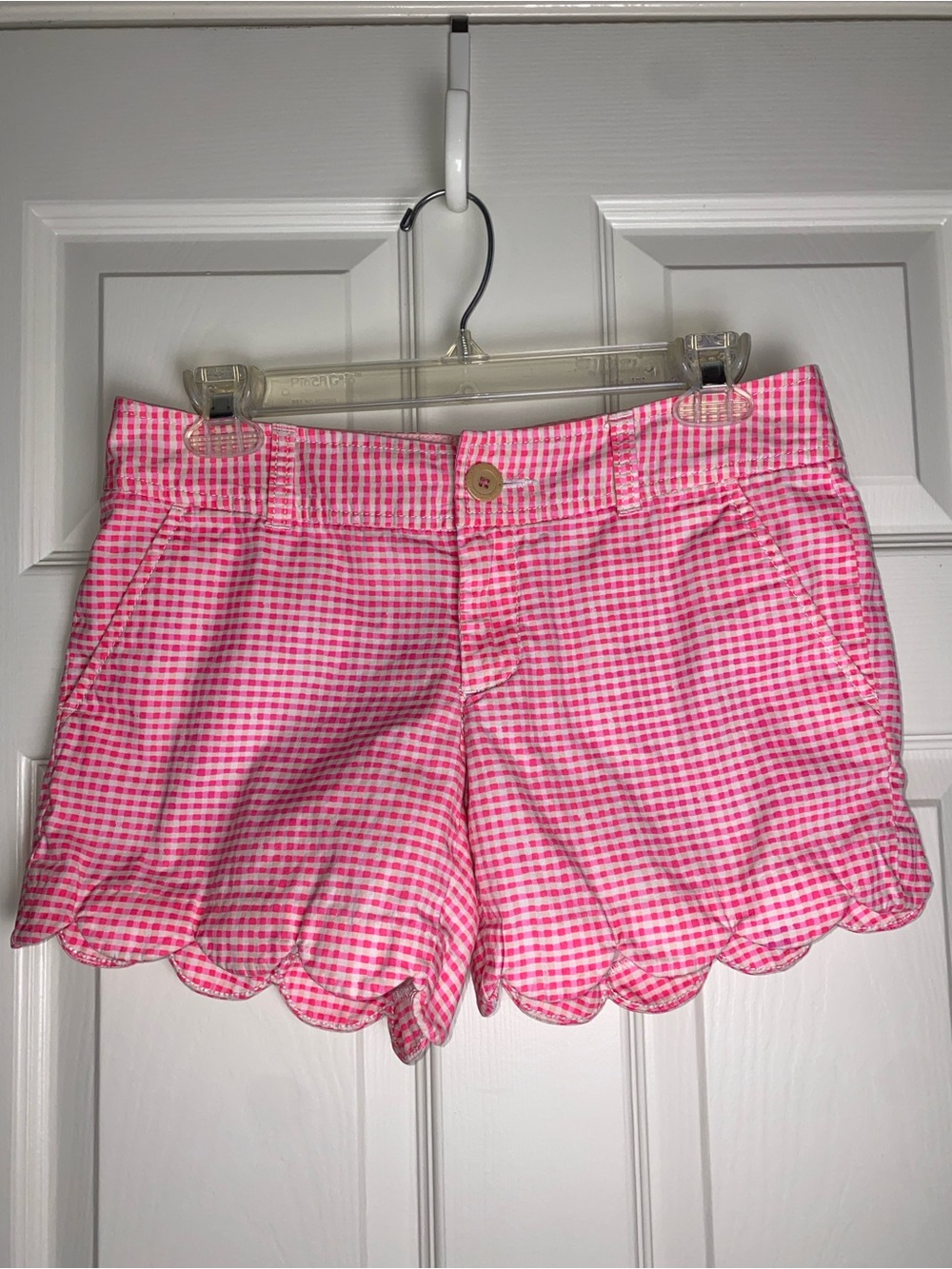 Lilly Pulitzer Hot‎ Pink Gingham Buttercup Scallop Hem Women's Shorts